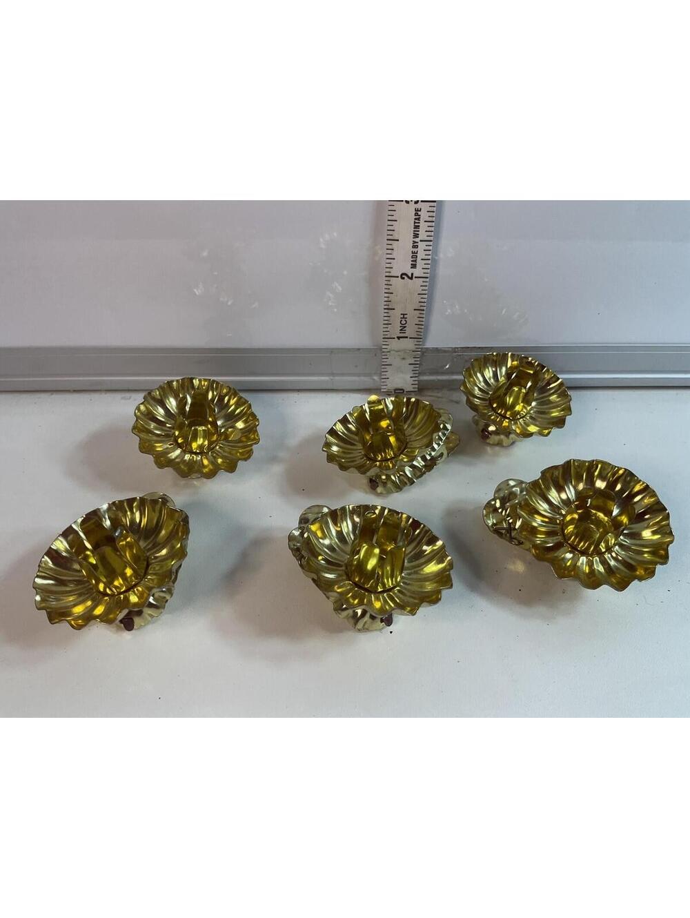 6 Vintage Gold Metal Clip On Candle Holders - Picture 5 of 6